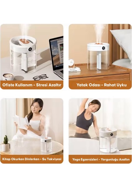 2 Litre Ultrasonic Otomatik Hava Nemlendirici Buhar Makinesi Oda Nemlendirici Aroma Difüzörü indirimleri