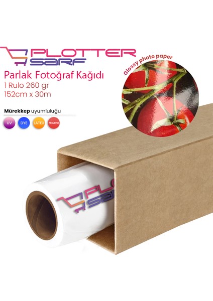 ® Microporous (Glossy) Parlak Fotoğraf Kağıdı Waterprof 260 gr 152cm X 30mt (1 Rulo)