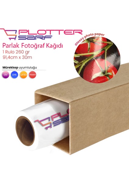 ® Microporous (Glossy) Parlak Fotoğraf Kağıdı Waterprof 260 gr 91.4cm X 30mt (1 Rulo)