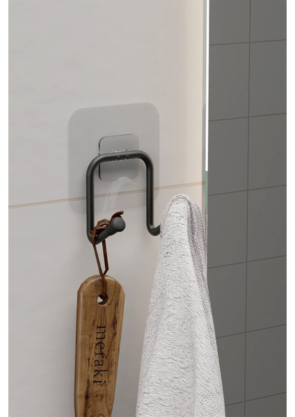 Yapışkanlı 2 Adet Çift Kancalı Banyo Mutfak Askısı Metal Askılık Duvar Askı Organizer