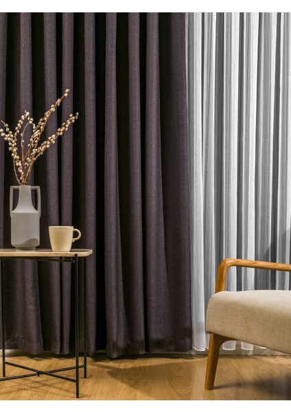 Sık Pileli Flex Keten Kumaştan Fon Perde 1x3 V18501 Tek Kanat