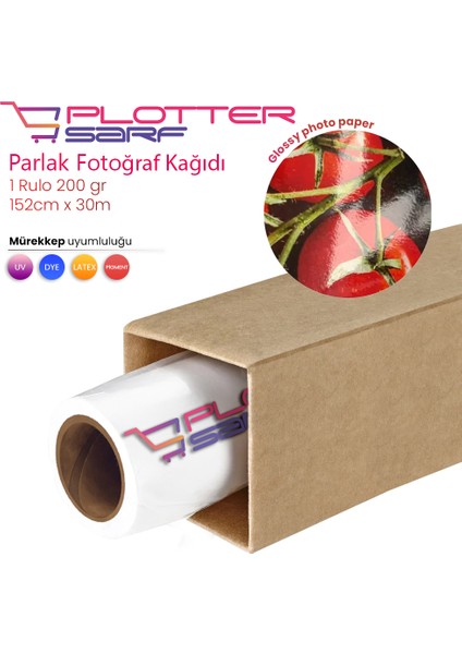 ® Microporous (Glossy) Parlak Fotoğraf Kağıdı Waterprof 200 gr 152cm X 30mt (1 Rulo)