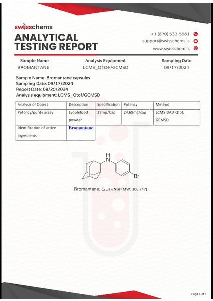 Bromantane 1500mg (25mg/ 60 Capsule) Usa Firma Ürünü