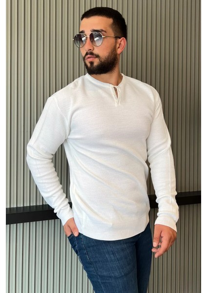 Erkek Bisiklet Yaka Ön Düğme Detaylı Triko Kazak P-00007555 fiyatları