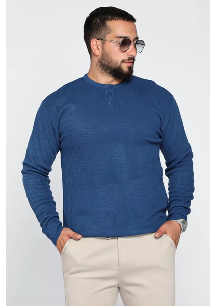 Erkek Bisiklet Yaka Ön Düğme Detaylı Triko Kazak P-00007555 modelleri