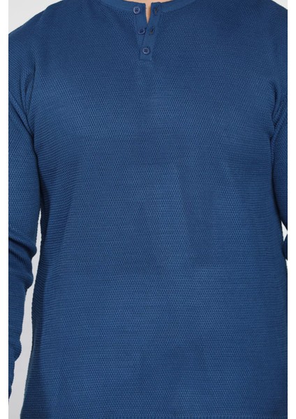 Erkek Bisiklet Yaka Ön Düğme Detaylı Triko Kazak P-00007555 fırsatları