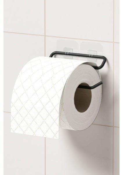 Yapışkanlı Tuvalet Kağıtlığı Tutacağı Askısı Mat Siyah Metal Tuvalet Kağıtlık Minimal Tasarım