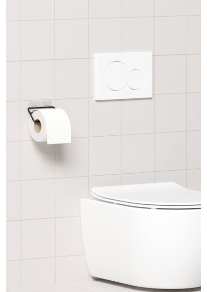 Yapışkanlı Tuvalet Kağıtlığı Tutacağı Askısı Mat Siyah Metal Tuvalet Kağıtlık Minimal Tasarım