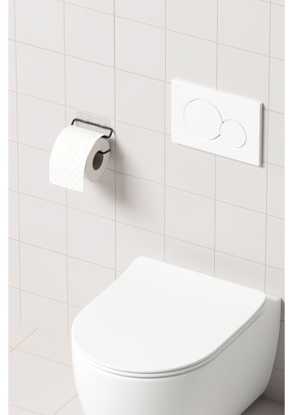 Yapışkanlı Tuvalet Kağıtlığı Tutacağı Askısı Mat Siyah Metal Tuvalet Kağıtlık Minimal Tasarım
