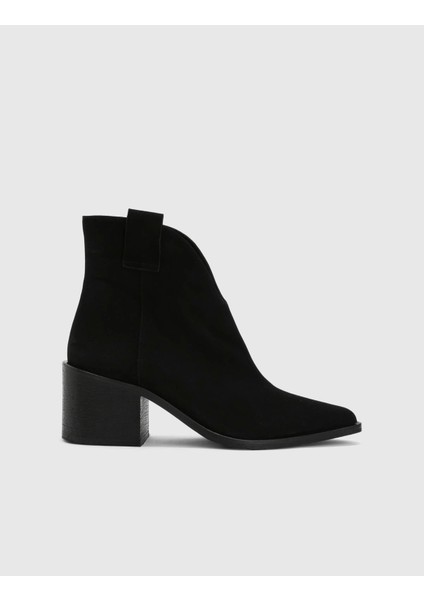 Cees Hakiki Süet Deri Kadın Siyah Topuklu Bot modelleri