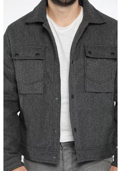 Ön Çıtçıtlı Erkek Kaşe Mont P-00013855 fiyatları