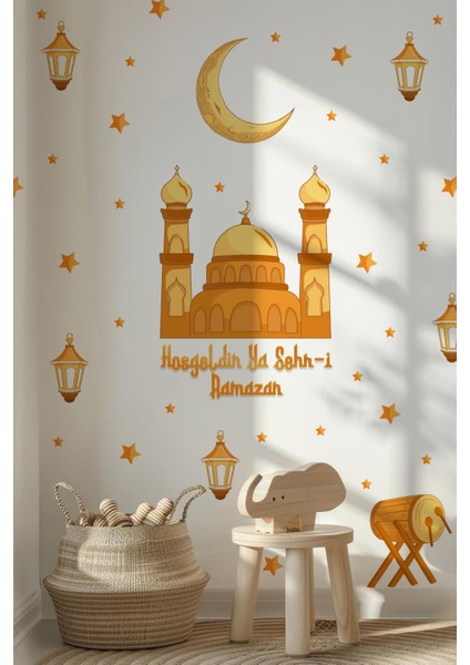 Hoşgeldin Ya Şehri Ramazan Temalı Özel Renklerde Özel Tasarım Ramazanı Şerif Sticker Seti fiyatları