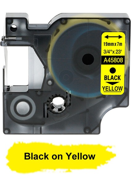 45808 Sarı Stilde Siyah 19 mm Dymo D1 Etiket Şeridi Label Manager Siyah Beyaz Uyumlu (Yurt Dışından)