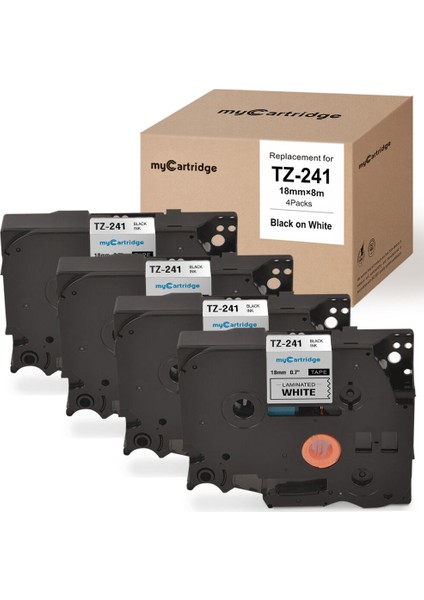 Brother P-Touch PT-D400 Için Siyah Beyaz 4pk TZE241 Tz 241 Etiket Şeridi (Yurt Dışından)