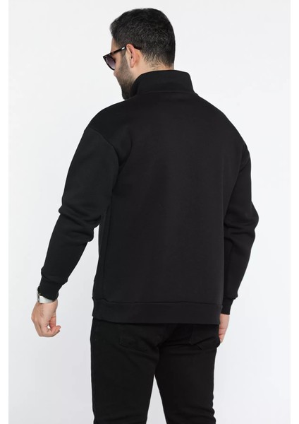 Dik Yaka Yarım Fermuarlı Üç Iplik Şardonlu Erkek Sweatshirt fiyatları