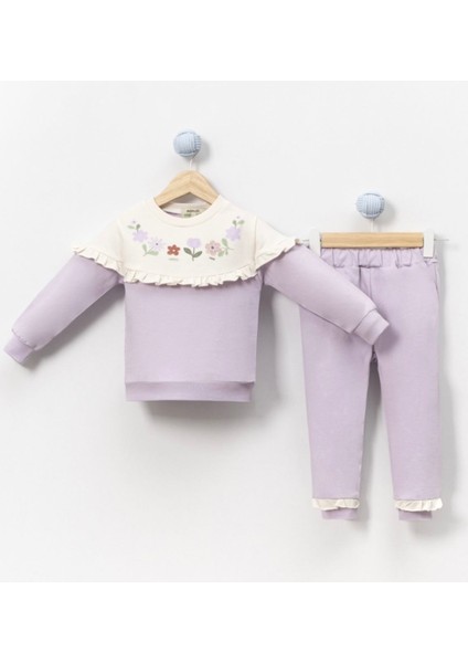 Kız 2-5 Yaş Fırfır Detaylı 2 Ip Eşofman Takımı