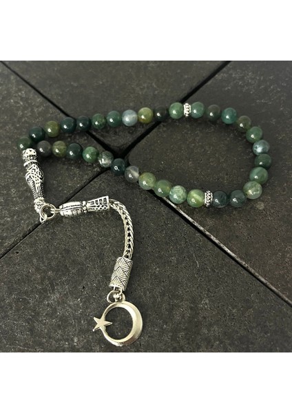 Sertifikalı Yosunlu Akik 6mm 33LÜK Doğal Taş Tesbih fiyatları