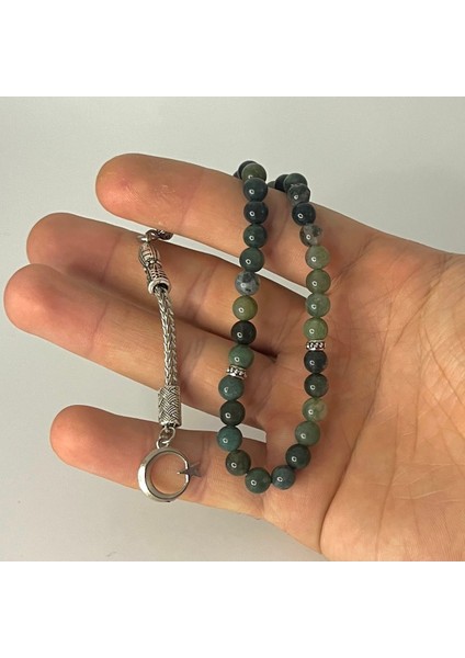 Sertifikalı Yosunlu Akik 6mm 33LÜK Doğal Taş Tesbih modelleri