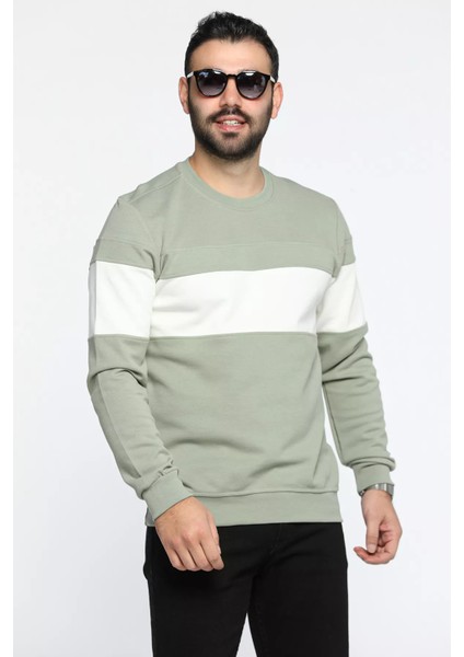 Bisiklet Yaka Renk Garnili Erkek Sweatshirt fırsatları