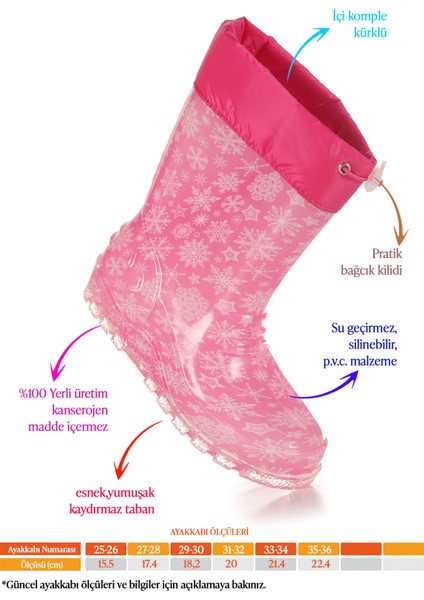 Savana Su Geçirmez Kız Çocuk Yağmur Çizmesi fiyatları