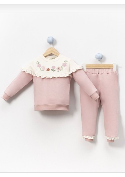 Kız 2-5 Yaş Fırfır Detaylı 2 Ip Eşofman Takımı