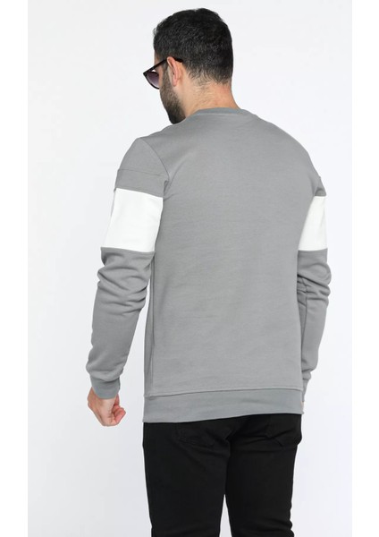 Bisiklet Yaka Renk Garnili Erkek Sweatshirt modelleri