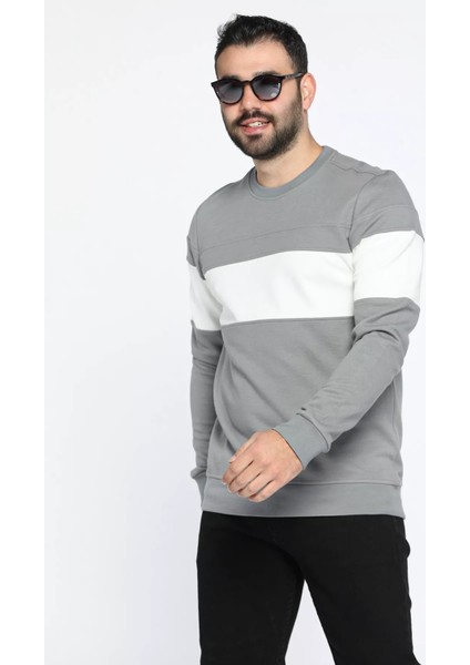 Bisiklet Yaka Renk Garnili Erkek Sweatshirt fırsatları