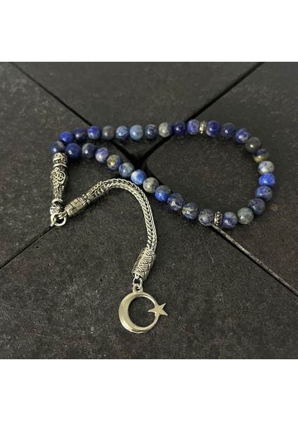 Sertifikalı Lapis Lazuli 6mm 33LÜK Doğal Taş Tesbih