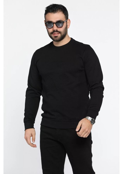 Bisiklet Yaka Kabartmalı Erkek Sweatshirt fiyatları