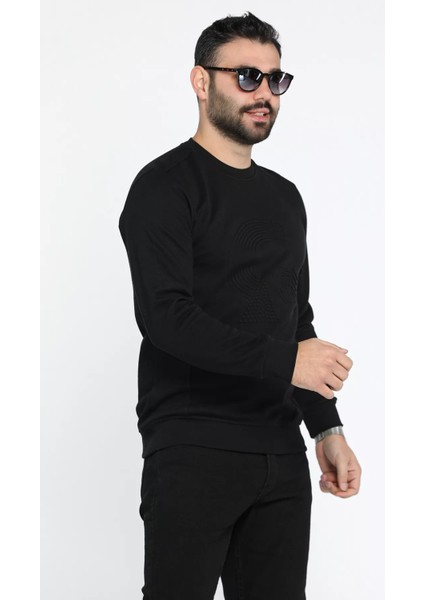 Bisiklet Yaka Kabartmalı Erkek Sweatshirt modelleri