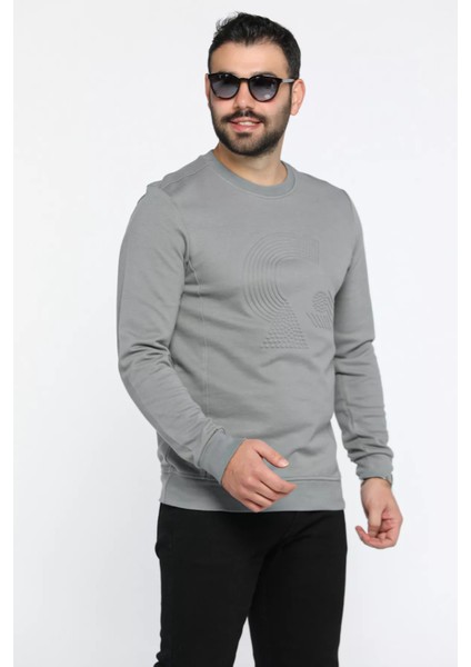 Bisiklet Yaka Kabartmalı Erkek Sweatshirt fırsatları