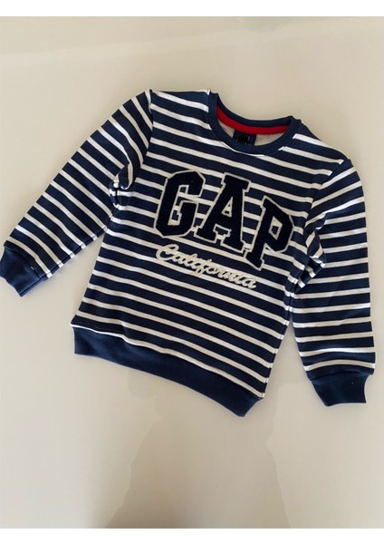 Unısex Çizgili Gap Yazılı Çocuk Sweatshırt