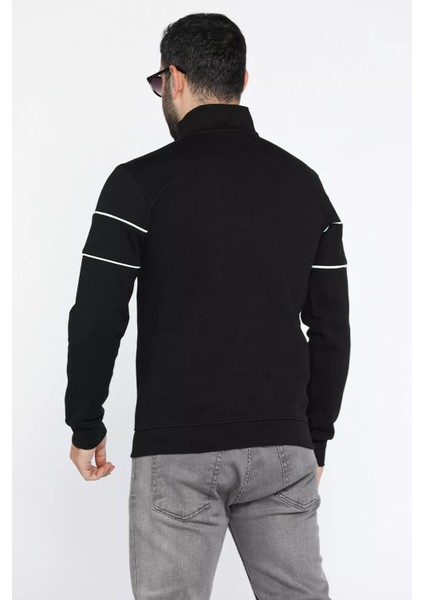 Erkek Dik Yaka Yarım Fermuarlı Sweatshirt