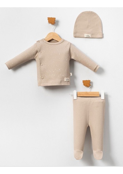 Unısex 0 Pamuklu Şapkalı 3lü Takım