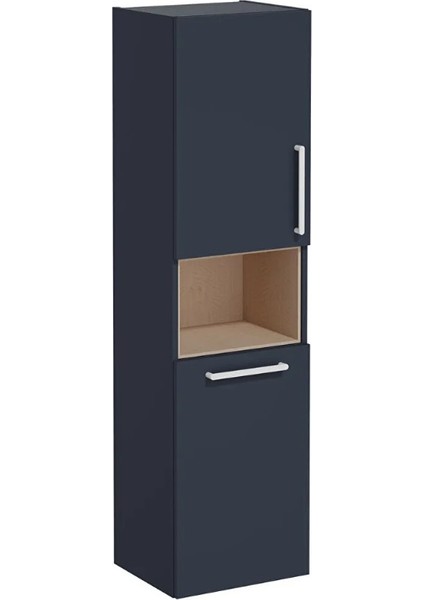 Root Flat Boy Dolabı 68008 40 cm İki Kapaklı Kısa Çamaşır Sepetli Mat Lacivert Sol