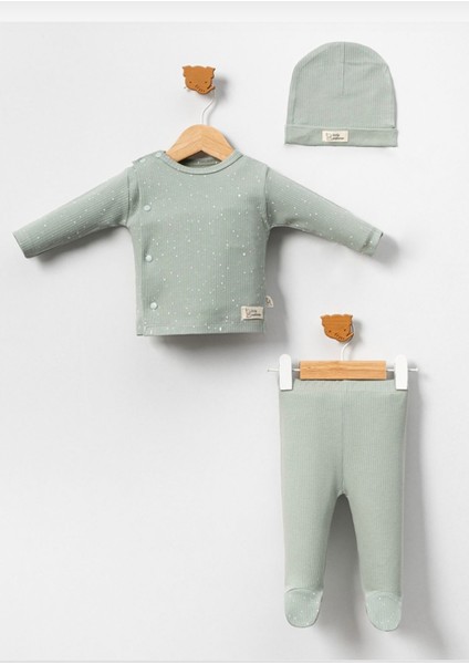 Unısex 0 Pamuklu Şapkalı 3lü Takım