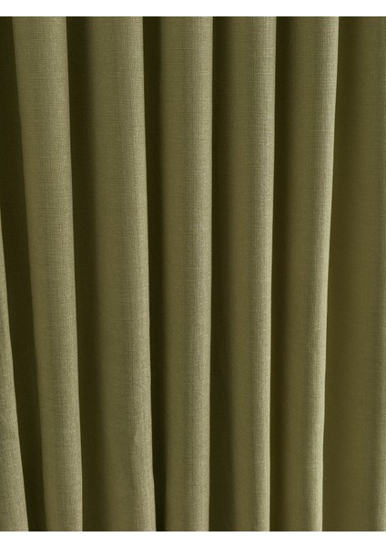 Sık Pileli Haki Rengi Flex Keten Kumaştan Fon Perde 1x3 V18528 Tek Kanat modelleri