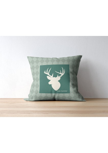 Athıra Kareli Su Grisi Geyik Desenli Dijital Baskı Rachel Kumaş 45 x 45 Kırlent Kılıfı 1 Adet fiyatları