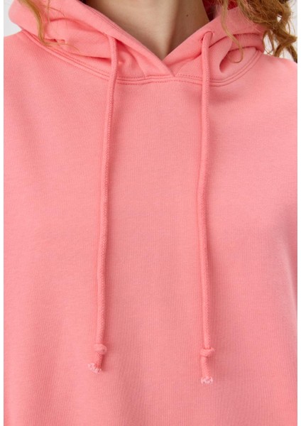 Kadın Oversize Pembe Kapüşonlu Sweatshirt