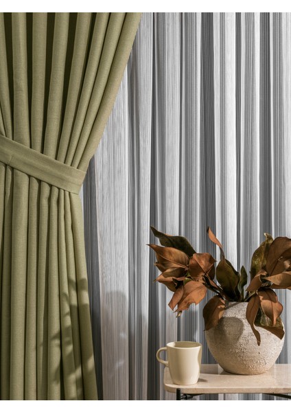 Sık Pileli Haki Flex Keten Kumaştan Fon Perde 1x3 V18528 Tek Kanat fiyatları