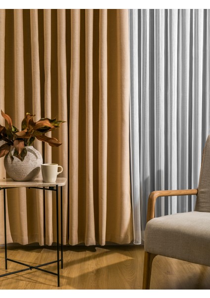 Sık Pileli A.yeşil Rengi Flex Keten Kumaştan Fon Perde 1x3 V18475 Tek Kanat