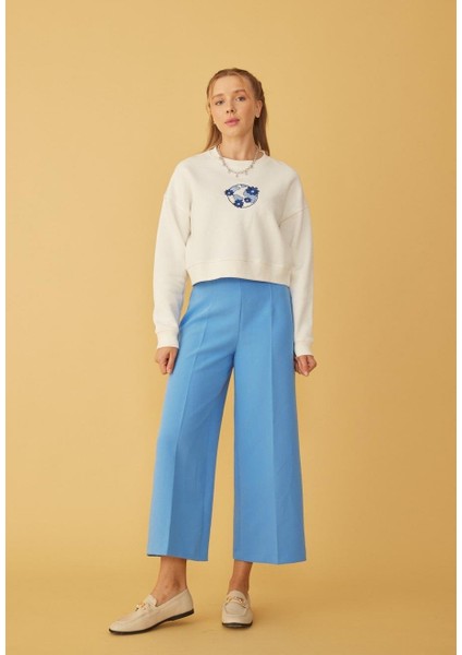 Kadın Önü Lacivert Nakışlı 3 Iplik Şardonlu Sweatshirt fırsatları