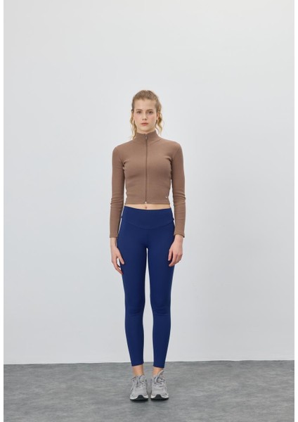 Kadın Vizon Yarım Balıkçı Crop Hırka