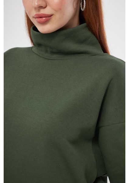 Kadın Haki Balıkçı Yaka Sweatshirt fiyatları