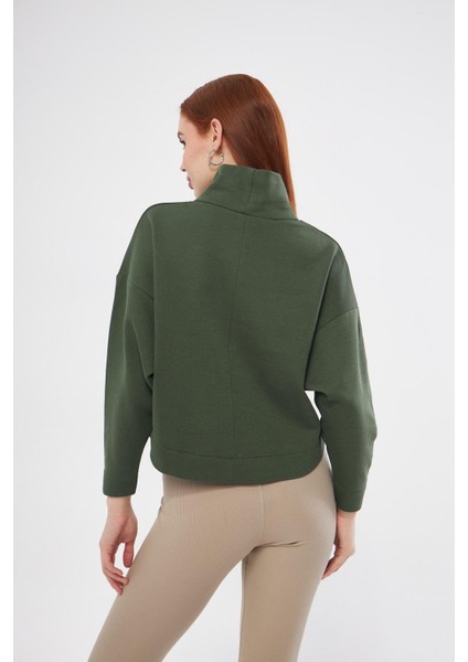 Kadın Haki Balıkçı Yaka Sweatshirt indirimleri