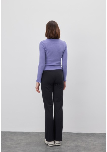 Kadın Mor Renk Yarım Balıkçı Fermuarlı Crop Hırka fiyatları
