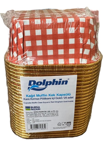 Muffin Kare Kağıt Kırmızı Puantiyeli Altın Kek Kalıbı - 25 Adetlik 3 Paket fiyatları