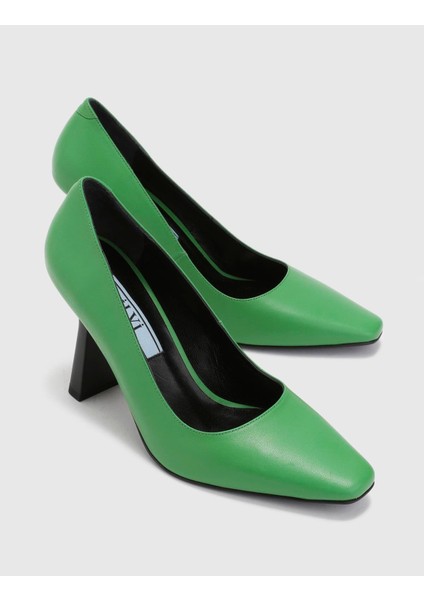Ringe Hakiki Deri Kadın Yeşil Topuklu Ayakkabı fiyatları