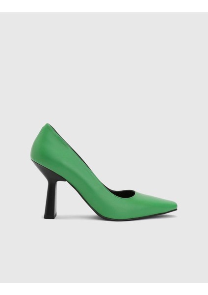 Ringe Hakiki Deri Kadın Yeşil Topuklu Ayakkabı modelleri