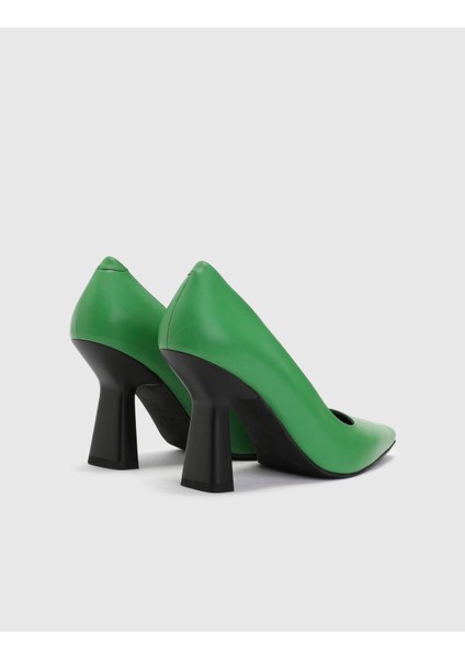 Ringe Hakiki Deri Kadın Yeşil Topuklu Ayakkabı fırsatları